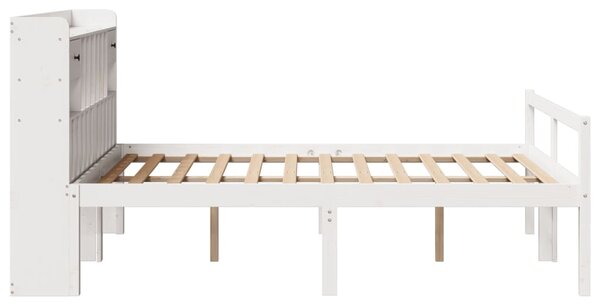 Krevet s regalom z knjige bez madraca bijeli 140x190cm borovina - Bijela / 140 x 190cm