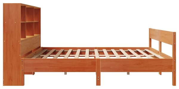 Krevet s regalom za knjige bez madraca 140 x 190 cm od borovine - Smeđa / 140 x 190 cm