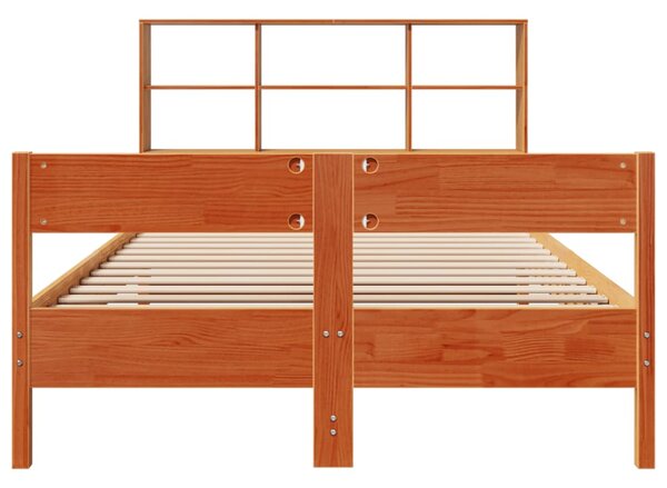 Krevet s regalom za knjige bez madraca 140 x 190 cm od borovine - Smeđa / 140 x 190 cm