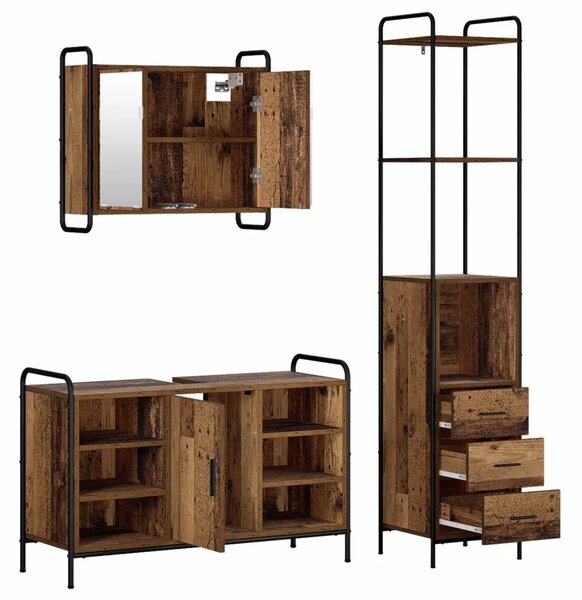Set ormarića za kupaonicu 3 kom. Staro drvo 40 x 36 x 200 5 cm - Staro drvo Kuhinjska elemenata (1 vrata i 2 police) + viseći or