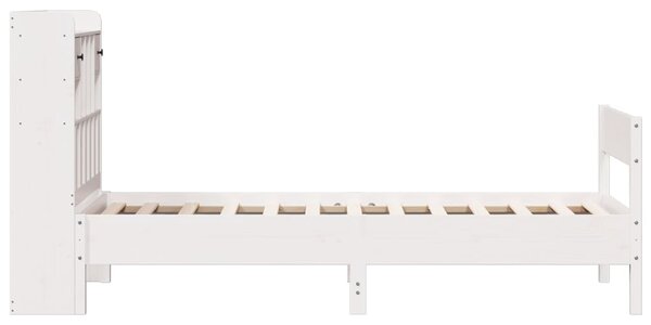 Krevet s regalom za knjige bez madraca bijeli 90x200cm borovina - Bijela / 90 x 200 cm