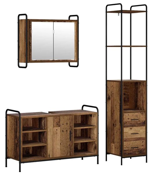 Set ormarića za kupaonicu 3 kom. Staro drvo 40 x 36 x 200 5 cm - Staro drvo Kuhinjska elemenata (1 vrata i 2 police) + viseći or