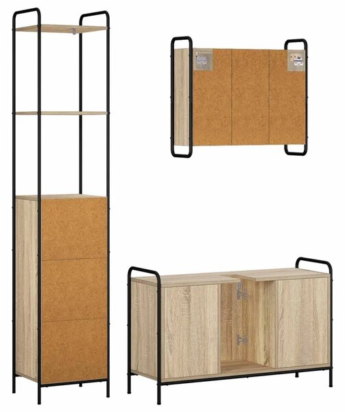 Set ormarića za kupaonicu 3 kom. Hrast sonoma - Hrast sonoma Kuhinjska elemenata (1 vrata i 2 police) + viseći ormarić