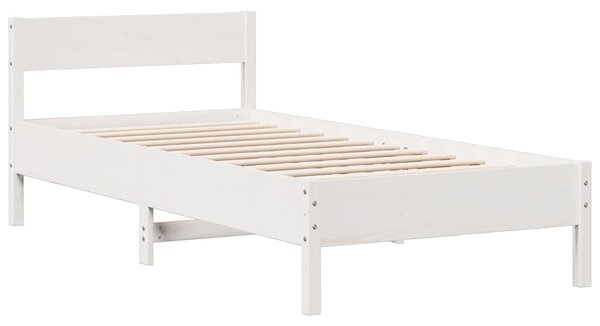 Krevet s regalom za knjige bez madraca bijeli 90x200cm borovina - Bijela / 90 x 200 cm