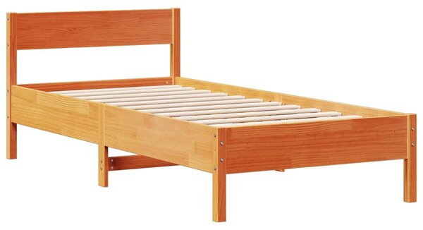 Krevet s regalom za knjige bez madraca 100 x 200 cm od borovine - Smeđa / 100 x 200cm