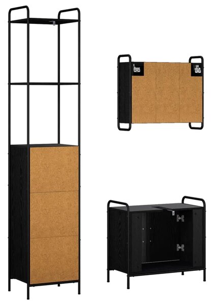 Set ormarića za kupaonicu 3 kom. Crni hrast 40 x 36 x 200 5 cm - Crni hrast Ormar s umivaonikom (2 vrata) + viseći ormar