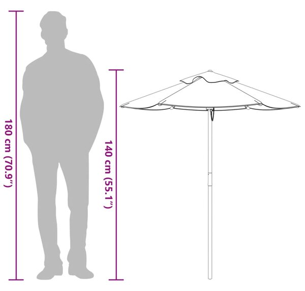 Vrtni suncobran za djecu s drvenim stupom Ø 120 x 140 cm - Šarena / N/A