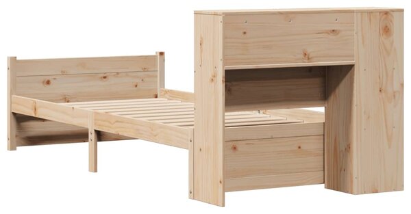 Krevet s regalom za knjige bez madraca 75x190 cm borovina - Smeđa / 75 x 190 cm