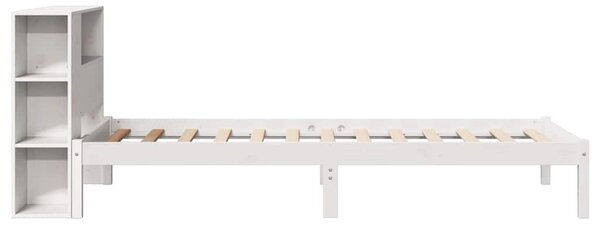 Krevet s regalom za knjige bez madraca bijeli 75x190cm borovina - Bijela / 75 x 190 cm