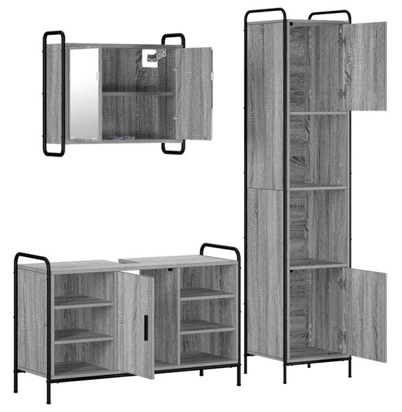 Set ormarića za kupaonicu 3 kom. Siva Sonoma 40 x 36 x 181 cm - Siva Sonoma Ormar ispod sudopera (1 vrata i 2 police) + viseći o