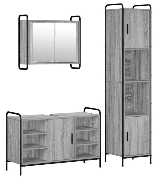 Set ormarića za kupaonicu 3 kom. Siva Sonoma 40 x 36 x 181 cm - Siva Sonoma Ormar ispod sudopera (1 vrata i 2 police) + viseći o