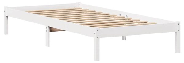 Krevet s regalom za knjige bez madraca bijeli 75x190cm borovina - Bijela / 75 x 190 cm