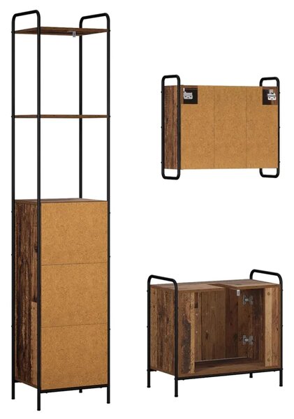 Set ormarića za kupaonicu 3 kom. Staro drvo 40 x 36 x 200 5 cm - Staro drvo Ormar s umivaonikom (2 vrata) + viseći ormar