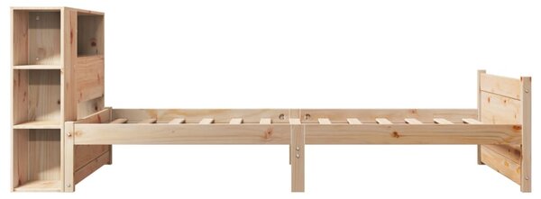 Krevet s regalom za knjige bez madraca 75x190 cm borovina - Smeđa / 75 x 190 cm