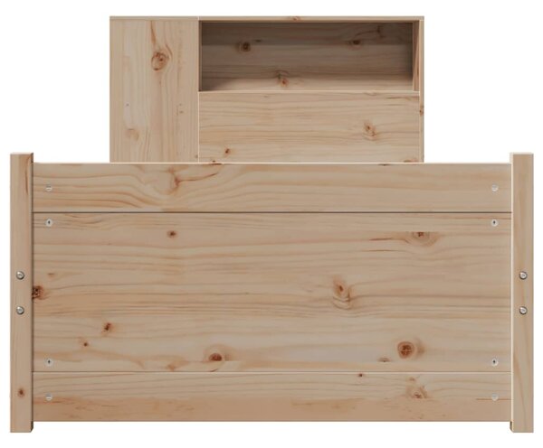 Krevet s regalom za knjige bez madraca 75x190 cm borovina - Smeđa / 75 x 190 cm