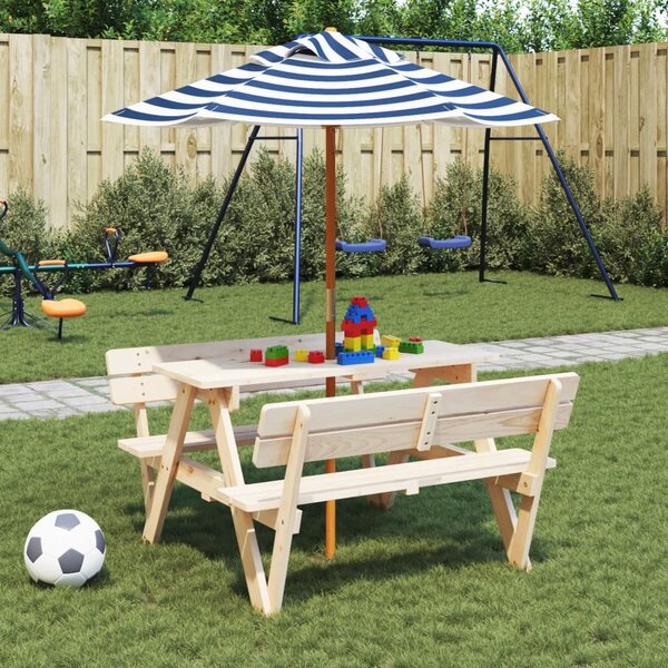Vrtni suncobran za djecu s drvenim stupom Ø 120 x 140 cm - Šarena / N/A