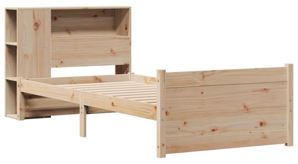 Krevet s regalom za knjige bez madraca 75x190 cm borovina - Smeđa / 75 x 190 cm