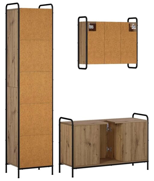 Set ormarića za kupaonicu 3 kom. Hrast artisan 40 x 36 x 181 cm - Hrast artisan Ormar ispod sudopera (1 vrata i 2 police) + vise