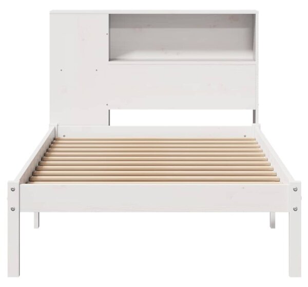 Krevet s regalom za knjige bez madraca bijeli 75x190cm borovina - Bijela / 75 x 190 cm