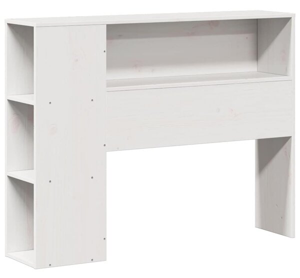 Krevet s regalom za knjige bez madraca bijeli 75x190cm borovina - Bijela / 75 x 190 cm