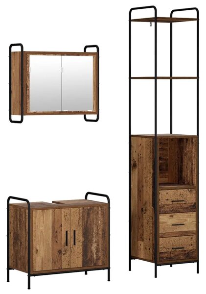 Set ormarića za kupaonicu 3 kom. Staro drvo 40 x 36 x 200 5 cm - Staro drvo Ormar s umivaonikom (2 vrata) + viseći ormar