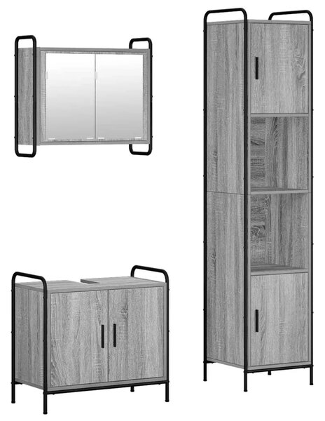 Set ormarića za kupaonicu 3 kom. Siva Sonoma 40 x 36 x 181 cm - Siva Sonoma Kupaonski ormarić (2 vrata) + viseći ormarić + kupao