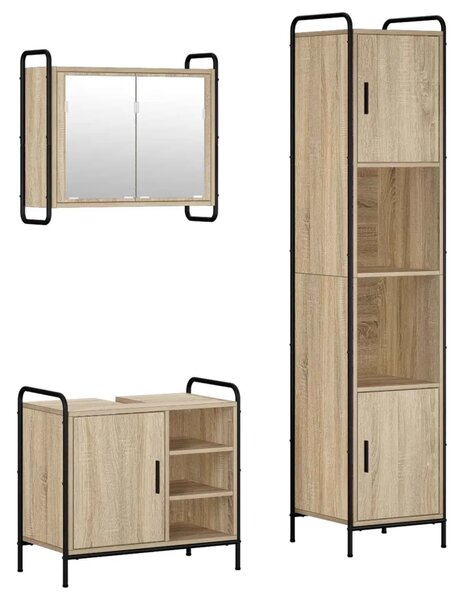 Set ormarića za kupaonicu 3 kom. Hrast sonoma 40 x 36 x 181 cm - Hrast sonoma Ormarić za umivaonik (1 vrata i 1 polica) + viseći