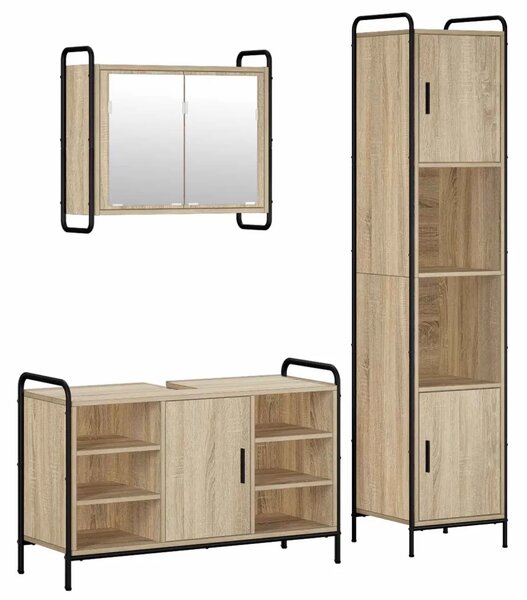 Set ormarića za kupaonicu 3 kom. Hrast sonoma 40 x 36 x 181 cm - Hrast sonoma Ormar ispod sudopera (1 vrata i 2 police) + viseći