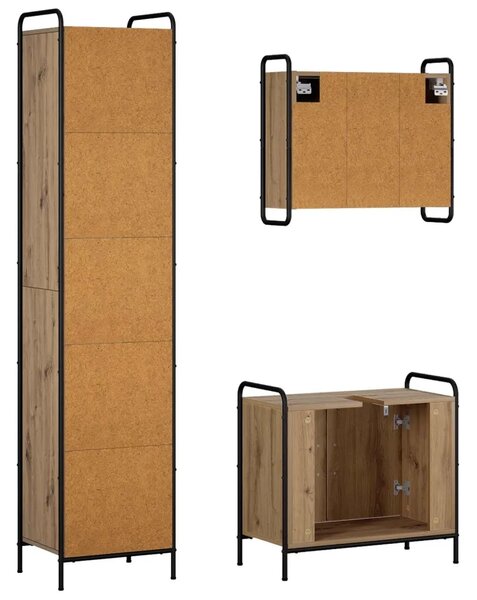 Set ormarića za kupaonicu 3 kom. Hrast artisan 40 x 36 x 181 cm - Hrast artisan Kupaonski ormarić (2 vrata) + viseći ormarić + k