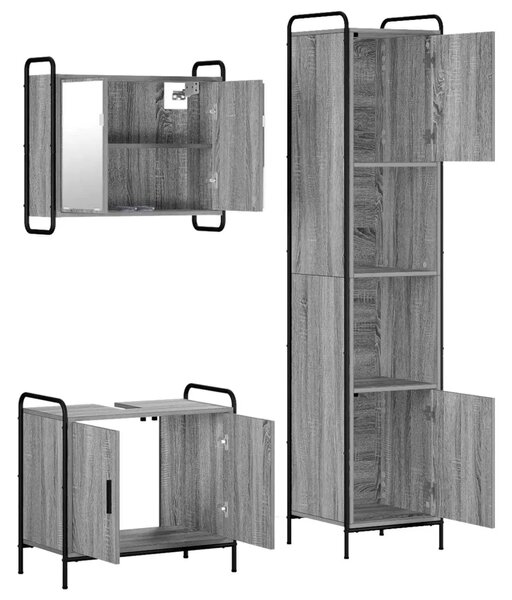 Set ormarića za kupaonicu 3 kom. Siva Sonoma 40 x 36 x 181 cm - Siva Sonoma Kupaonski ormarić (2 vrata) + viseći ormarić + kupao