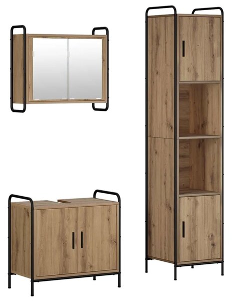 Set ormarića za kupaonicu 3 kom. Hrast artisan 40 x 36 x 181 cm - Hrast artisan Kupaonski ormarić (2 vrata) + viseći ormarić + k
