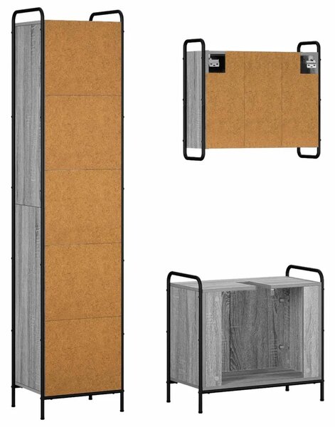 Set ormarića za kupaonicu 3 kom. Siva Sonoma 40 x 36 x 181 cm - Siva Sonoma Kupaonski ormarić (2 vrata) + viseći ormarić + kupao
