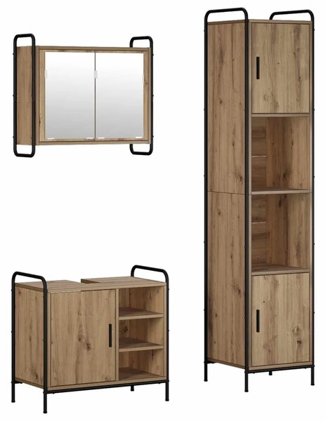 Set ormarića za kupaonicu 3 kom. Hrast artisan 40 x 36 x 181 cm - Hrast artisan Ormarić za umivaonik (1 vrata i 1 polica) + vise