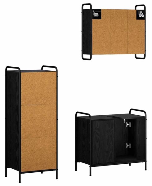 Set ormarića za kupaonicu 3 kom. Crni hrast 40 x 36 x 109 5 cm - Crni hrast Ormarić za umivaonik (1 vrata i 1 polica) + viseći o