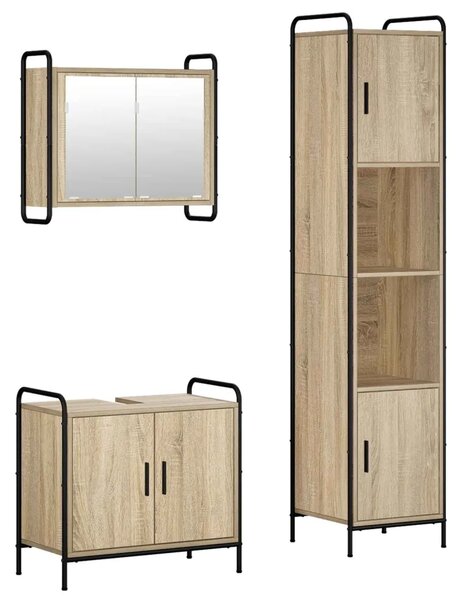 Set ormarića za kupaonicu 3 kom. Hrast sonoma 40 x 36 x 181 cm - Hrast sonoma Kupaonski ormarić (2 vrata) + viseći ormarić + kup