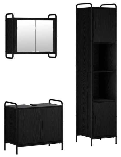 Set ormarića za kupaonicu 3 kom. Crni hrast 40 x 36 x 181 cm - Crni hrast Kupaonski ormarić (2 vrata) + viseći ormarić + kupaons