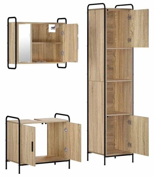 Set ormarića za kupaonicu 3 kom. Hrast sonoma 40 x 36 x 181 cm - Hrast sonoma Kupaonski ormarić (2 vrata) + viseći ormarić + kup