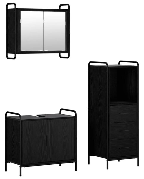 Set ormarića za kupaonicu 3 kom. Crni hrast 40 x 36 x 109 5 cm - Crni hrast Kupaonski ormarić (2 vrata) + viseći ormarić + kupao