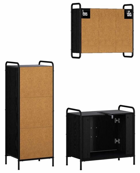 Set ormarića za kupaonicu 3 kom. Crni hrast 40 x 36 x 109 5 cm - Crni hrast Kupaonski ormarić (2 vrata) + viseći ormarić + kupao