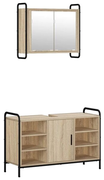 Set ormarića za kupaonicu 2 kom. Hrast sonoma 65 5 x 34 x 61 cm - Hrast sonoma Kuhinjska elemenata (1 vrata i 2 police) + viseći