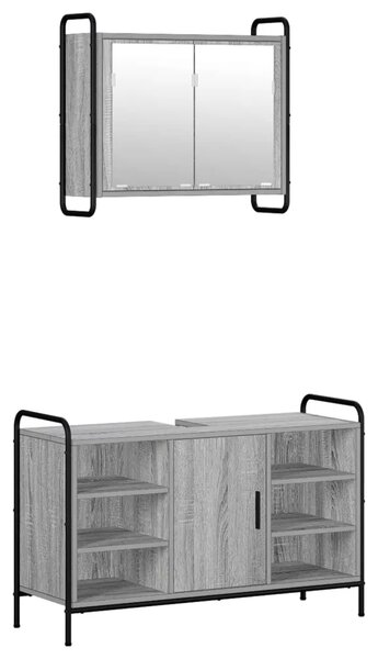 Set ormarića za kupaonicu 2 kom. Siva Sonoma 65 5 x 34 x 61 cm - Siva Sonoma Kuhinjska elemenata (1 vrata i 2 police) + viseći o