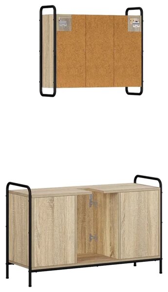 Set ormarića za kupaonicu 2 kom. Hrast sonoma 65 5 x 34 x 61 cm - Hrast sonoma Kuhinjska elemenata (1 vrata i 2 police) + viseći