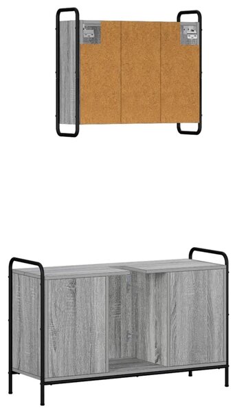 Set ormarića za kupaonicu 2 kom. Siva Sonoma 65 5 x 34 x 61 cm - Siva Sonoma Kuhinjska elemenata (1 vrata i 2 police) + viseći o