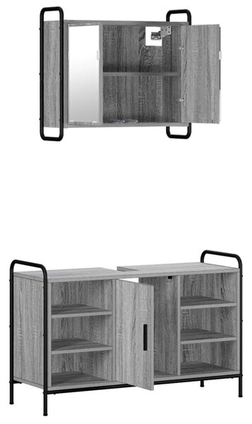 Set ormarića za kupaonicu 2 kom. Siva Sonoma 65 5 x 34 x 61 cm - Siva Sonoma Kuhinjska elemenata (1 vrata i 2 police) + viseći o