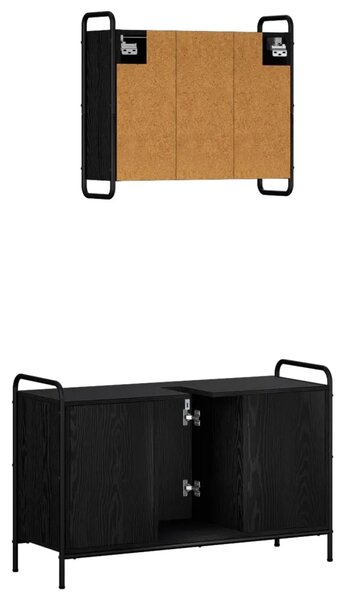 Set ormarića za kupaonicu 2 kom. Crni hrast 65 5 x 34 x 61 cm - Crni hrast Kuhinjska elemenata (1 vrata i 2 police) + viseći orm