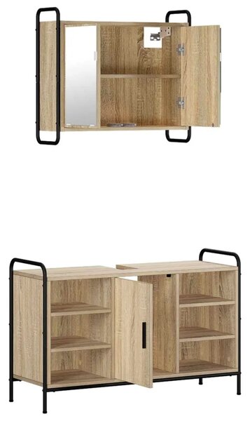 Set ormarića za kupaonicu 2 kom. Hrast sonoma 65 5 x 34 x 61 cm - Hrast sonoma Kuhinjska elemenata (1 vrata i 2 police) + viseći