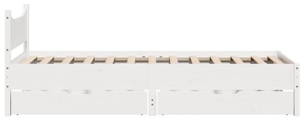 Okvir kreveta s ladicama bijeli 75x190 cm od borovine - Bijela / 75 x 190 cm