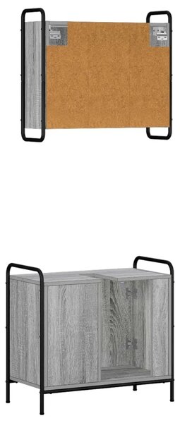 Set ormarića za kupaonicu 2 kom. Siva Sonoma 65 5 x 34 x 61 cm - Siva Sonoma Ormar s umivaonikom (1 vrata i 1 polica) + viseći o