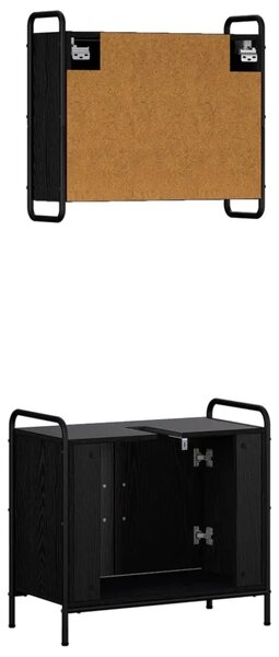 Set ormarića za kupaonicu 2 kom. Crni hrast 65 5 x 34 x 61 cm - Crni hrast Ormar s umivaonikom (2 vrata) + viseći ormar