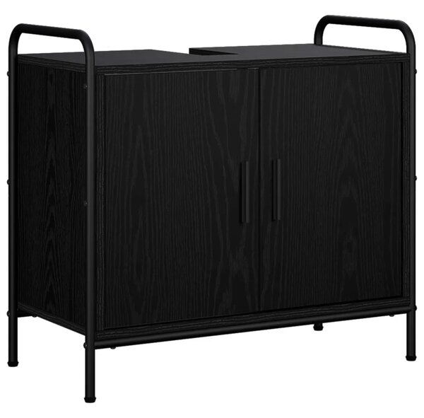 Set ormarića za kupaonicu 2 kom. Crni hrast 65 5 x 34 x 61 cm - Crni hrast Ormar s umivaonikom (2 vrata) + viseći ormar